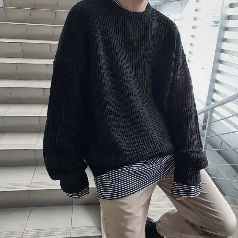 Sweaters MenSolid Color Wool Sweaters Slim Fit Men Street Wear Mens Clothes Knitted Sweater  