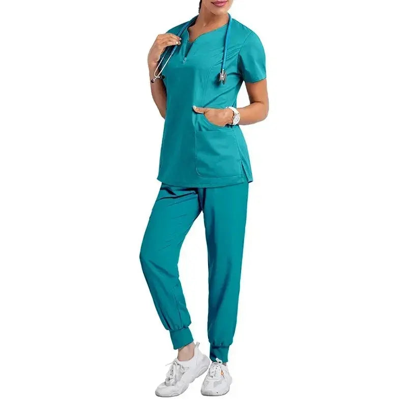 Nurse Women Casual Short Sleeved Apparel Top Pharmacy Working Medical Hospital Doctor Nursing Uniform V-neck Jogger Shop1103457127 Store