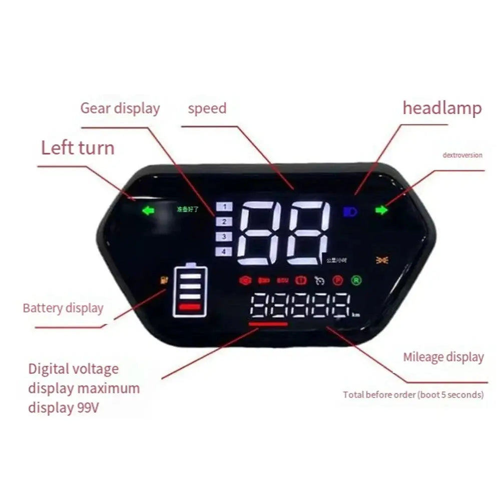 48-72V Ebike LCD Display Speed Control Panel For Electric Scooter Motor Controller Display Electric Bicycle Accessories  