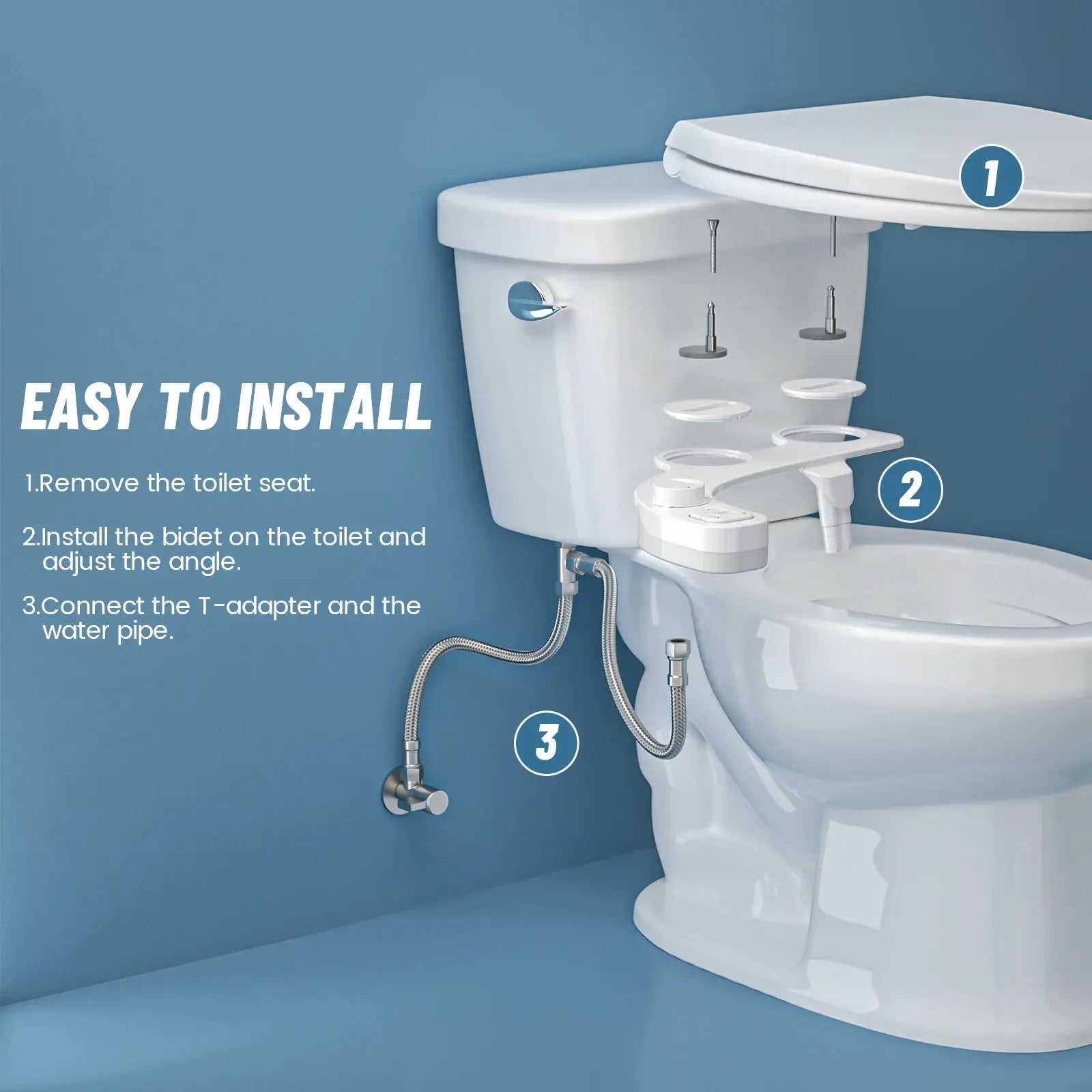 SAMODRA Non-Electric Bidet - Self Cleaning Dual Nozzle (Frontal and Rear Wash) Water Bidet Toilet Seat Attachment  