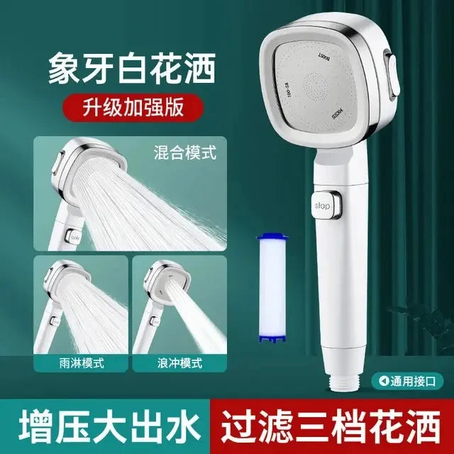 High Pressure Shower Head Water Saving 3 Modes Shower Heads Adjustable One-Key Stop Water Massage Sprayer Bathroom Accessories  