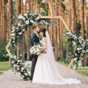 Hexagonal Wooden Wedding Ceremony Arch Bridal Party Backdrop Arch Stand Garden Arbor for Outdoor Weddings, Flowers Garland  