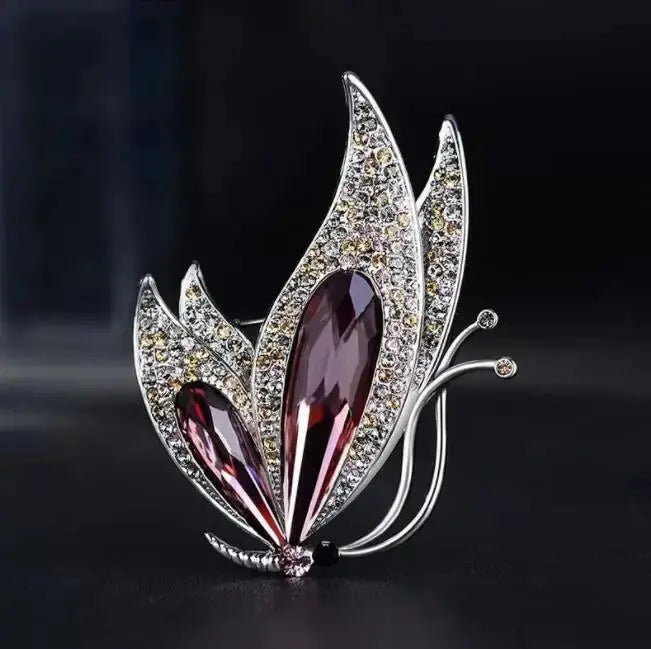 Luxurious Purple Crystal Butterfly Rhinestone Brooch Pins Fashion Suit Accessory Women's Corsage Outfit Jewelry Gift BY Shiny Jewelry Store  EBOYGIFTS