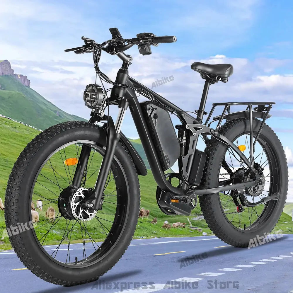 26Inch Electric Bike for Adults 2000W Dual Motor Fat Tire Ebike 48V 23AH Battery 55km/h E Bike 26” Full Suspension Hydraulic  