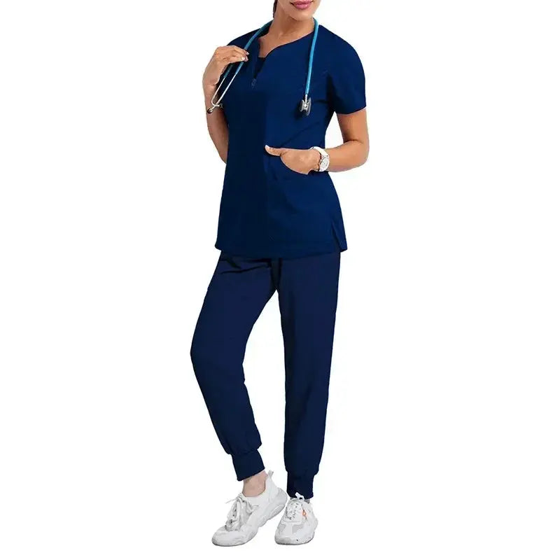 Nurse Women Casual Short Sleeved Apparel Top Pharmacy Working Medical Hospital Doctor Nursing Uniform V-neck Jogger Shop1103457127 Store