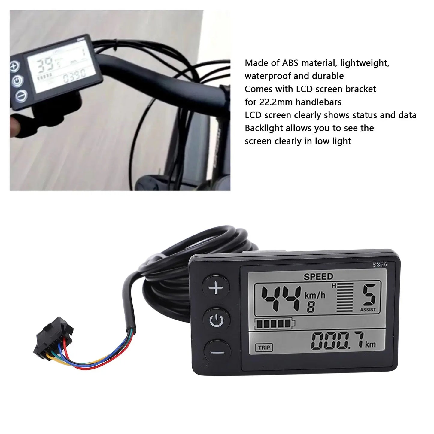 24V 36V 48V Waterproof SM LCD Display S866 Controller Panel Dashboard Electric Bike Display for Electric E-bike Scooter Tools  