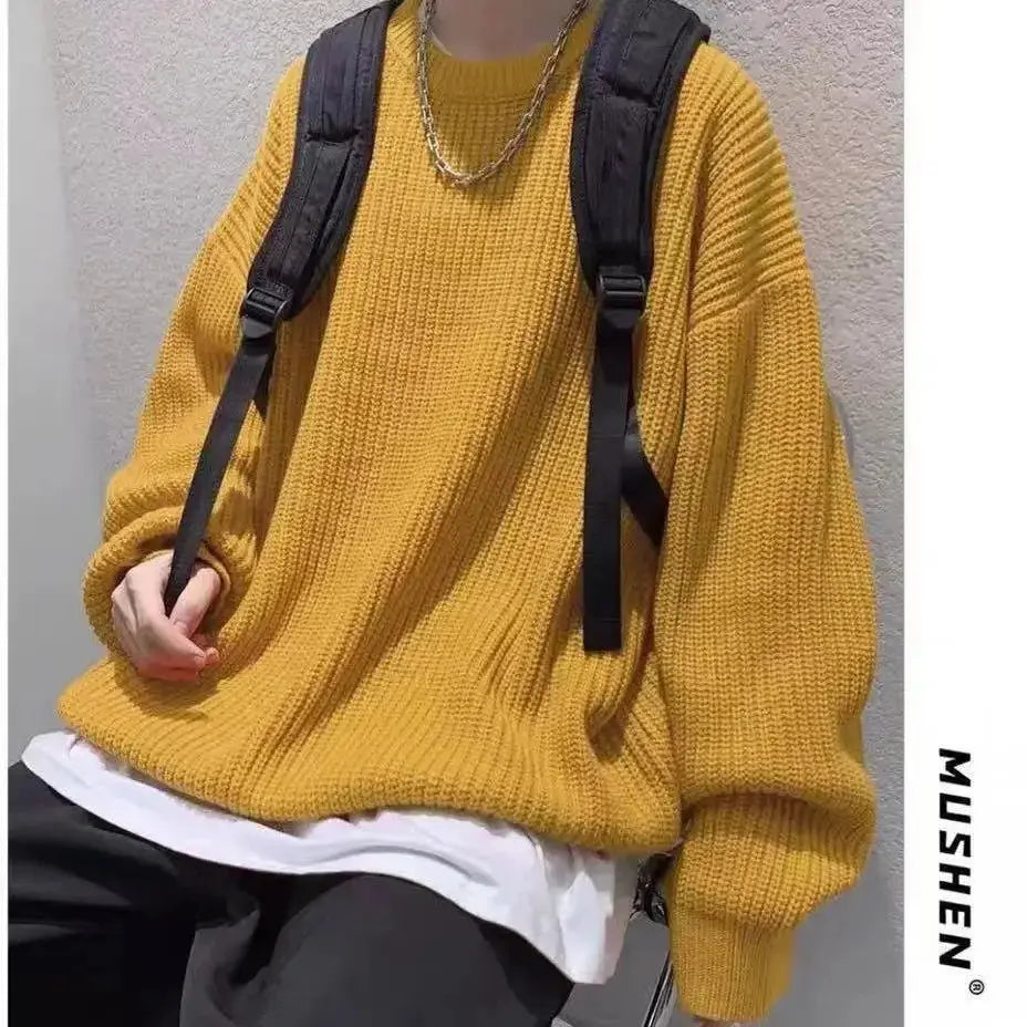 Sweaters MenSolid Color Wool Sweaters Slim Fit Men Street Wear Mens Clothes Knitted Sweater  