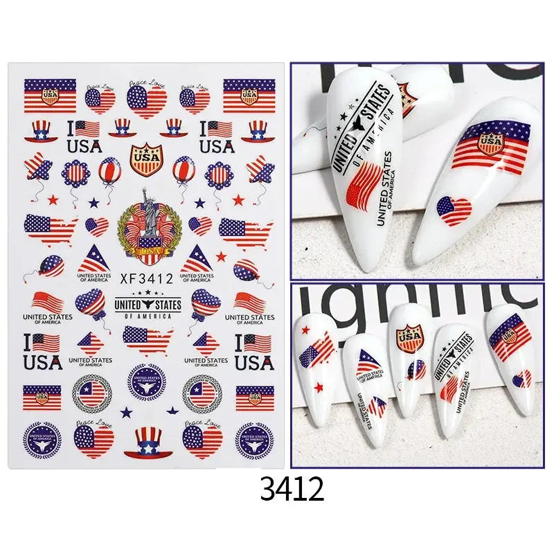 Football Game South America Brazil CHile Peru Argentina Colombia Uruguay Nail Sticker Cheering Design Soccer Fans Nail Flag  