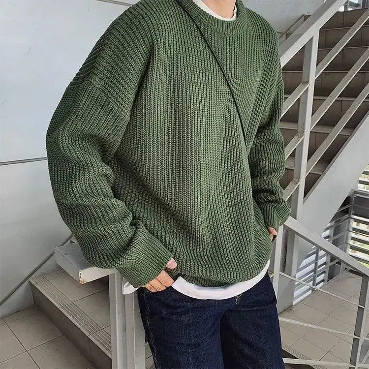 Sweaters MenSolid Color Wool Sweaters Slim Fit Men Street Wear Mens Clothes Knitted Sweater  