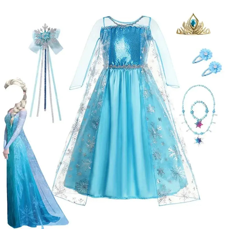 Girls Snow Queen Elsa Kids Costumes For Girls 2023 Carnival Party Prom Gown Robe-Playing Children Clothing Princess Dress NNJXD Official Store  EBOYGIFTS