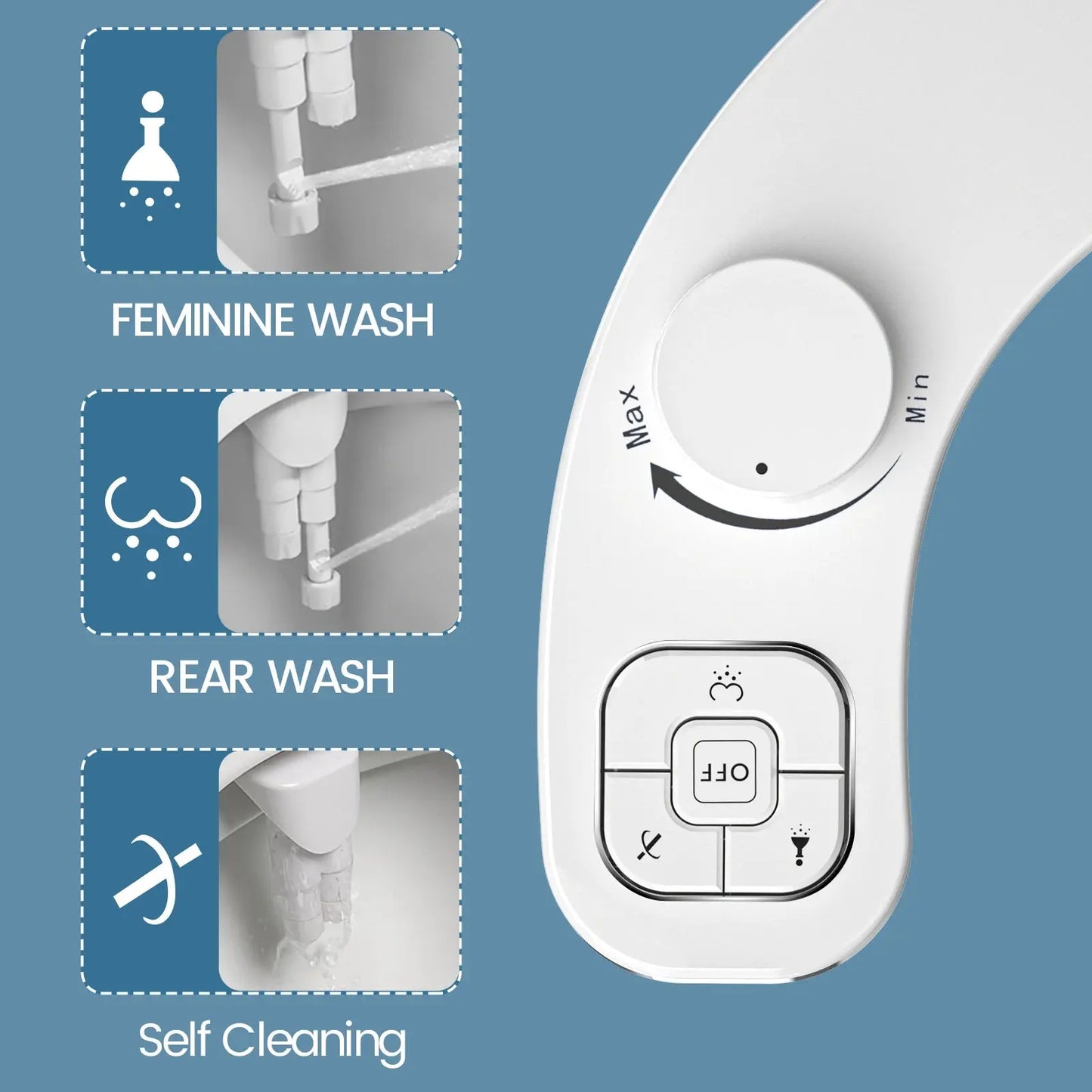 SAMODRA Non-Electric Bidet - Self Cleaning Dual Nozzle (Frontal and Rear Wash) Water Bidet Toilet Seat Attachment  