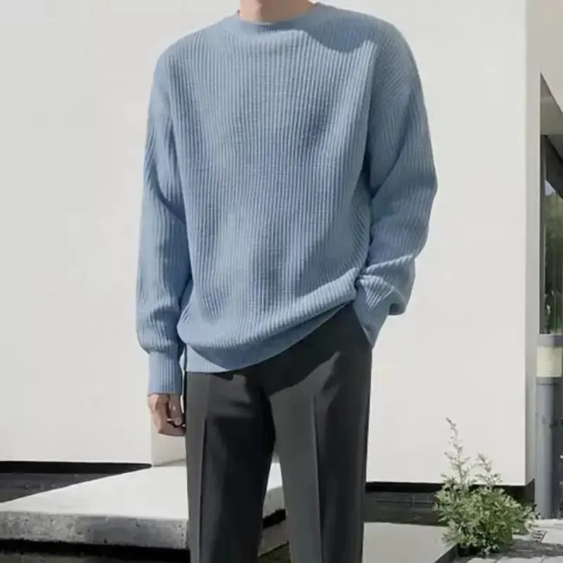 Sweaters MenSolid Color Wool Sweaters Slim Fit Men Street Wear Mens Clothes Knitted Sweater  