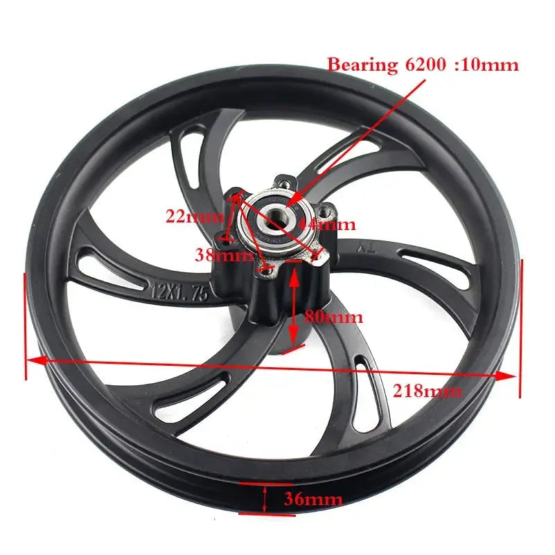 12x1.75 Rim 12*1.75 Wheel Hub Use 12 1/2 X 2 1/4 12 1/2x2.75 Tire Inner Tube Fit Many Gas Electric Scooters E-Bike Parts  