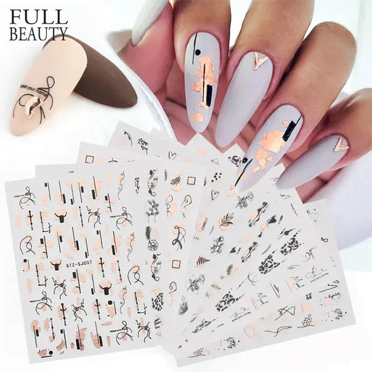 9pcs Nail Stickers Set Mixed Designs 3D Holographic Laser Abstract Stripes Line Leaf Spring Summer Decals Manicure Decorations Tracy Nail art & Make Up Beauty  EBOYGIFTS