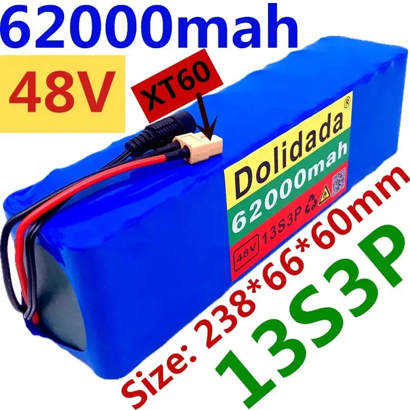 100% New Original 48v Lithium Ion Battery 48V 62Ah 1000w 13S3P Lithium Ion Battery Pack for 54.6v Citycoco Motorized Scooter BMS  