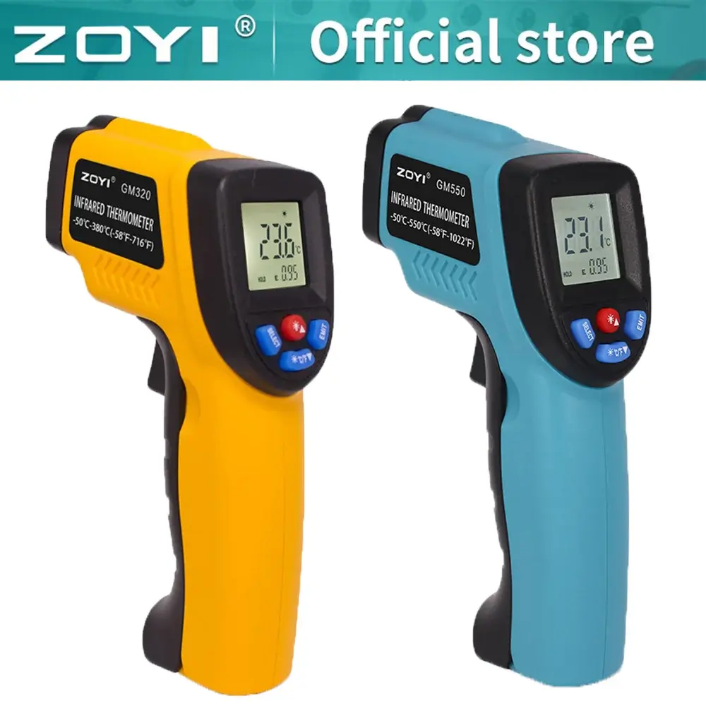 Digital Infrared Thermometer Laser Temperature Meter Non-contact Pyrometer Imager Hygrometer IR Termometro Color LCD Light Alarm SNAKOL Global Store