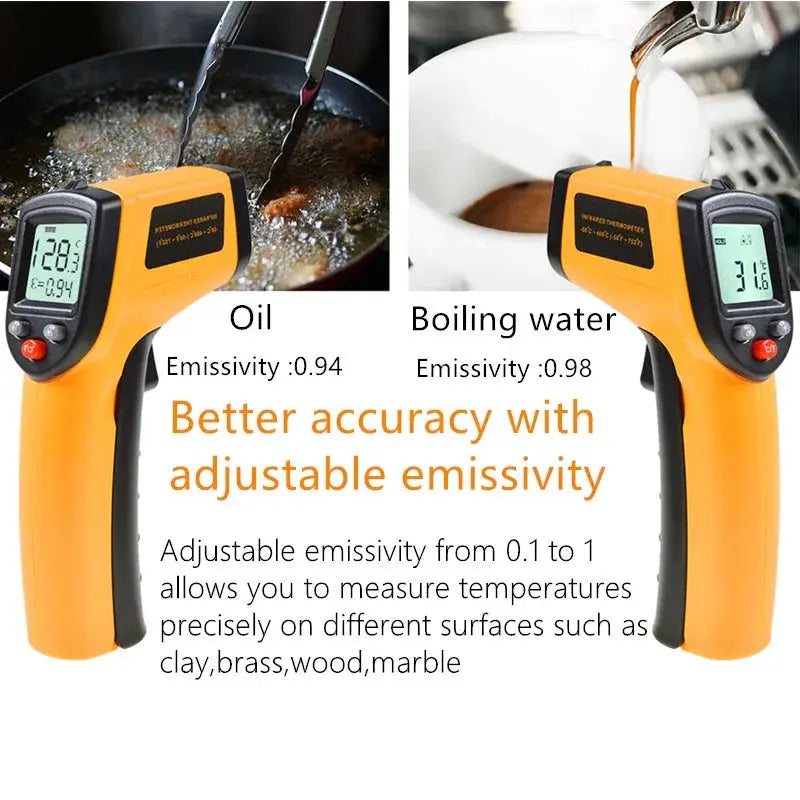 Digital Infrared Thermometer Laser Temperature Meter Non-contact Pyrometer Imager Hygrometer IR Termometro Color LCD Light Alarm SNAKOL Global Store