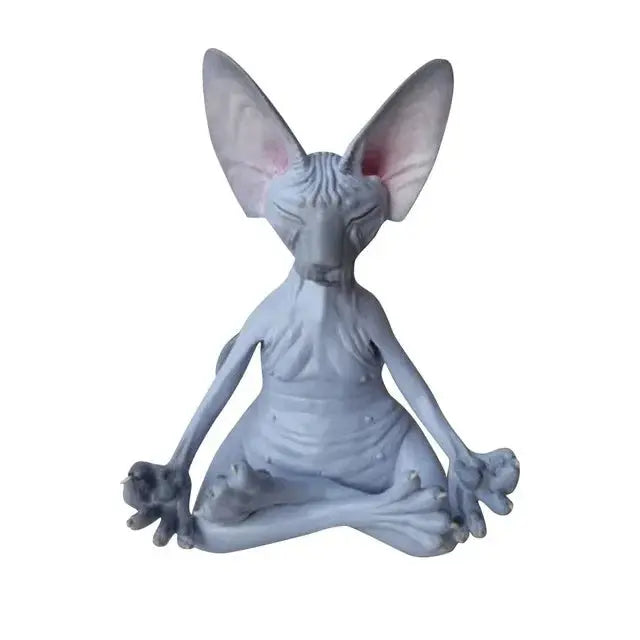 Meditation Yoga Happy Cat Whimsical Buddha Sphinx Figurine Art Decor Sculpture Outdoor Garden Statue Home Decoration Crafts Yearn Home Store  EBOYGIFTS