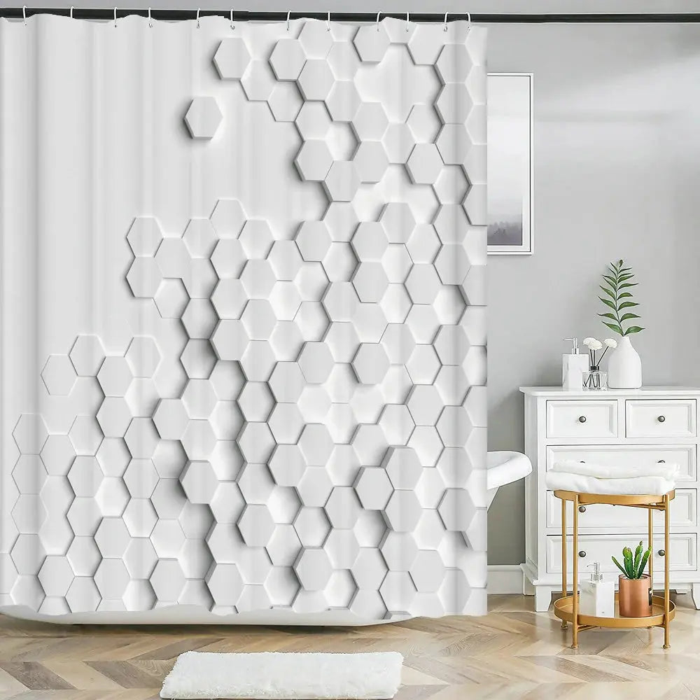 Elegant Bouquet of Fantastic White Flowers 3D Style Shower Curtain Bathroom Curtain with Bath Rug Carpet Set Floral Home Decor  