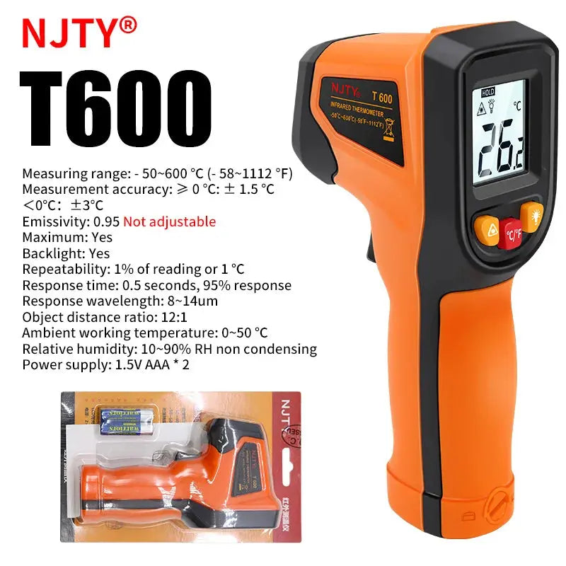 Digital Infrared Thermometer Laser Temperature Meter Non-contact Pyrometer Imager Hygrometer IR Termometro Color LCD Light Alarm SNAKOL Global Store