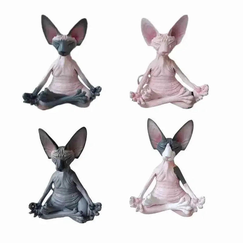 Meditation Yoga Happy Cat Whimsical Buddha Sphinx Figurine Art Decor Sculpture Outdoor Garden Statue Home Decoration Crafts Yearn Home Store  EBOYGIFTS