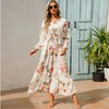 2023 Sping Summer Bohemian Women Maxi Dress Casual Long Sleeve High Waist Beach Woman Chiffon Dresses Floral Vestidoes Mujer New  