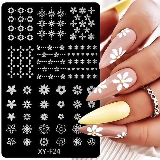 Spring Flowers Nail Stamping Plates Cherry Blossom Summer Daisy Floral Butterfly DIY Nail Design Image Stamp Templates Stencil SWEETTREND nail art Store  EBOYGIFTS