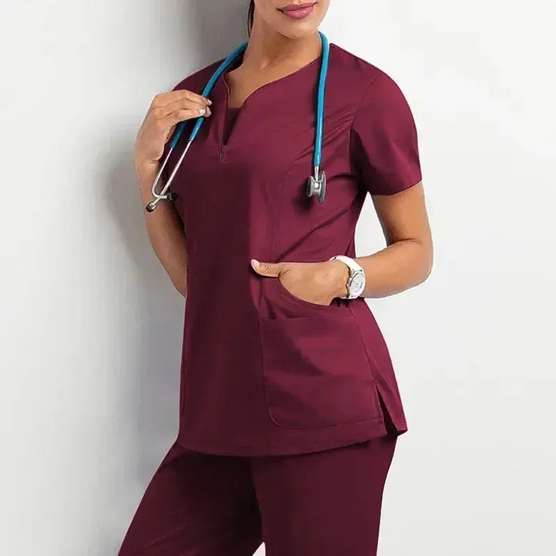 Nurse Women Casual Short Sleeved Apparel Top Pharmacy Working Medical Hospital Doctor Nursing Uniform V-neck Jogger Shop1103457127 Store