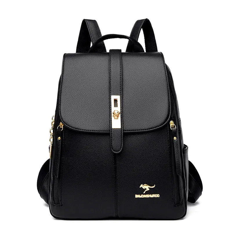 Luxury Women Leather Backpacks for Girls Sac A Dos Casual Daypack Black Vintage Backpack School Bags for Girls Mochila Rucksack KMFFLY Official Store  EBOYGIFTS