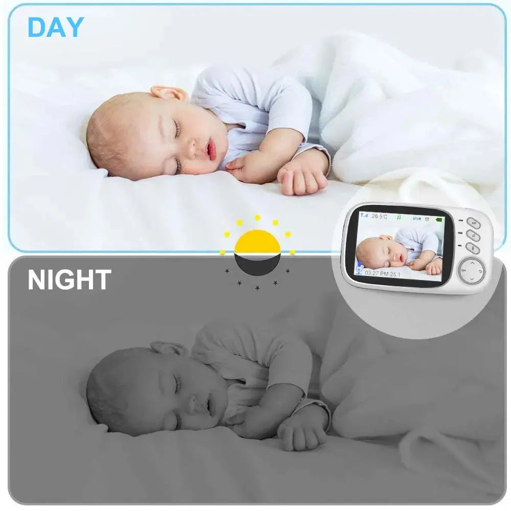 3.5 Inch Video Baby Monitor 2.4G Mother Kid Two-way Audio Night Vision Video Surveillance Camera With Temperature display Screen Eye4U Official Store  EBOYGIFTS