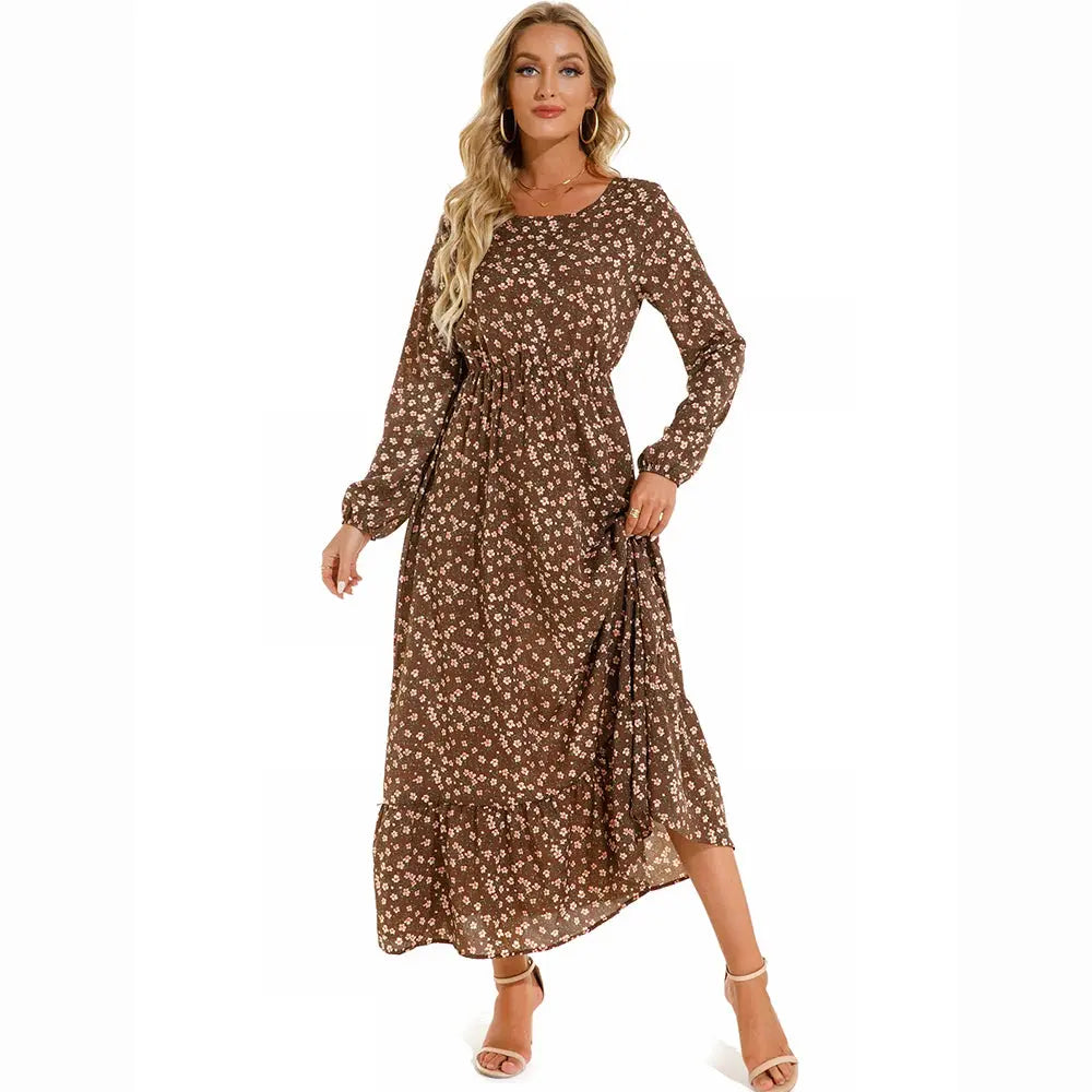 2023 Sping Summer Bohemian Women Maxi Dress Casual Long Sleeve High Waist Beach Woman Chiffon Dresses Floral Vestidoes Mujer New  