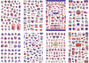 8Pcs 4th of July USA Independence Day Nail Art Stickers US UK National Flags Pattern Patriotic Theme DIY Manicure Decoration  