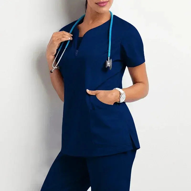 Nurse Women Casual Short Sleeved Apparel Top Pharmacy Working Medical Hospital Doctor Nursing Uniform V-neck Jogger Shop1103457127 Store