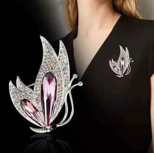 Luxurious Purple Crystal Butterfly Rhinestone Brooch Pins Fashion Suit Accessory Women's Corsage Outfit Jewelry Gift BY Shiny Jewelry Store  EBOYGIFTS