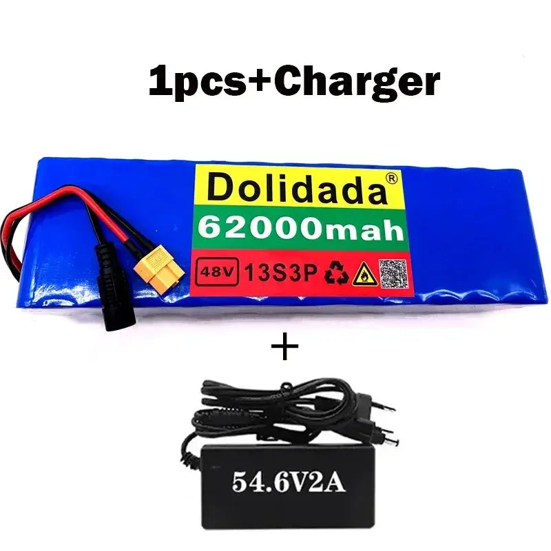 100% New Original 48v Lithium Ion Battery 48V 62Ah 1000w 13S3P Lithium Ion Battery Pack for 54.6v Citycoco Motorized Scooter BMS  