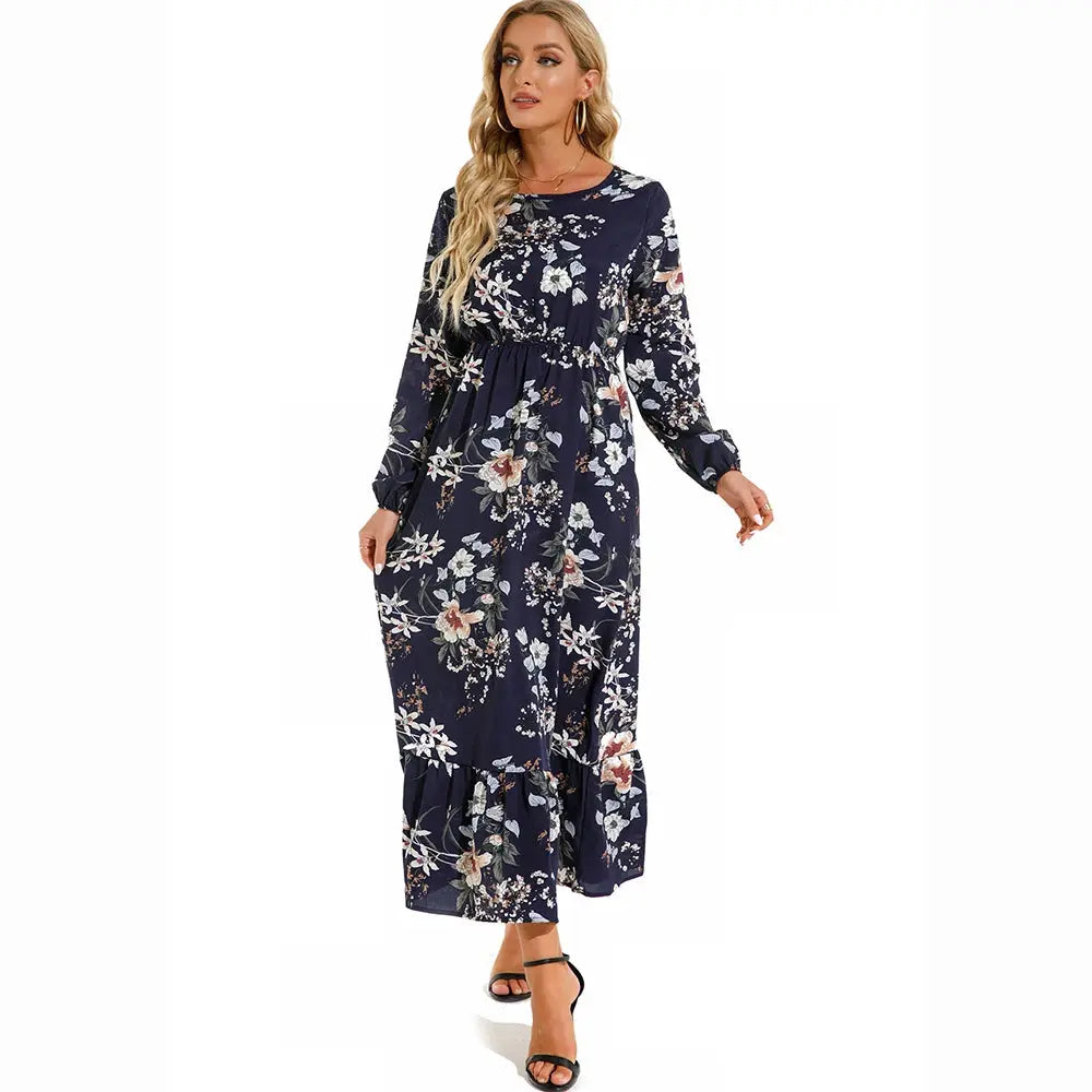 2023 Sping Summer Bohemian Women Maxi Dress Casual Long Sleeve High Waist Beach Woman Chiffon Dresses Floral Vestidoes Mujer New  