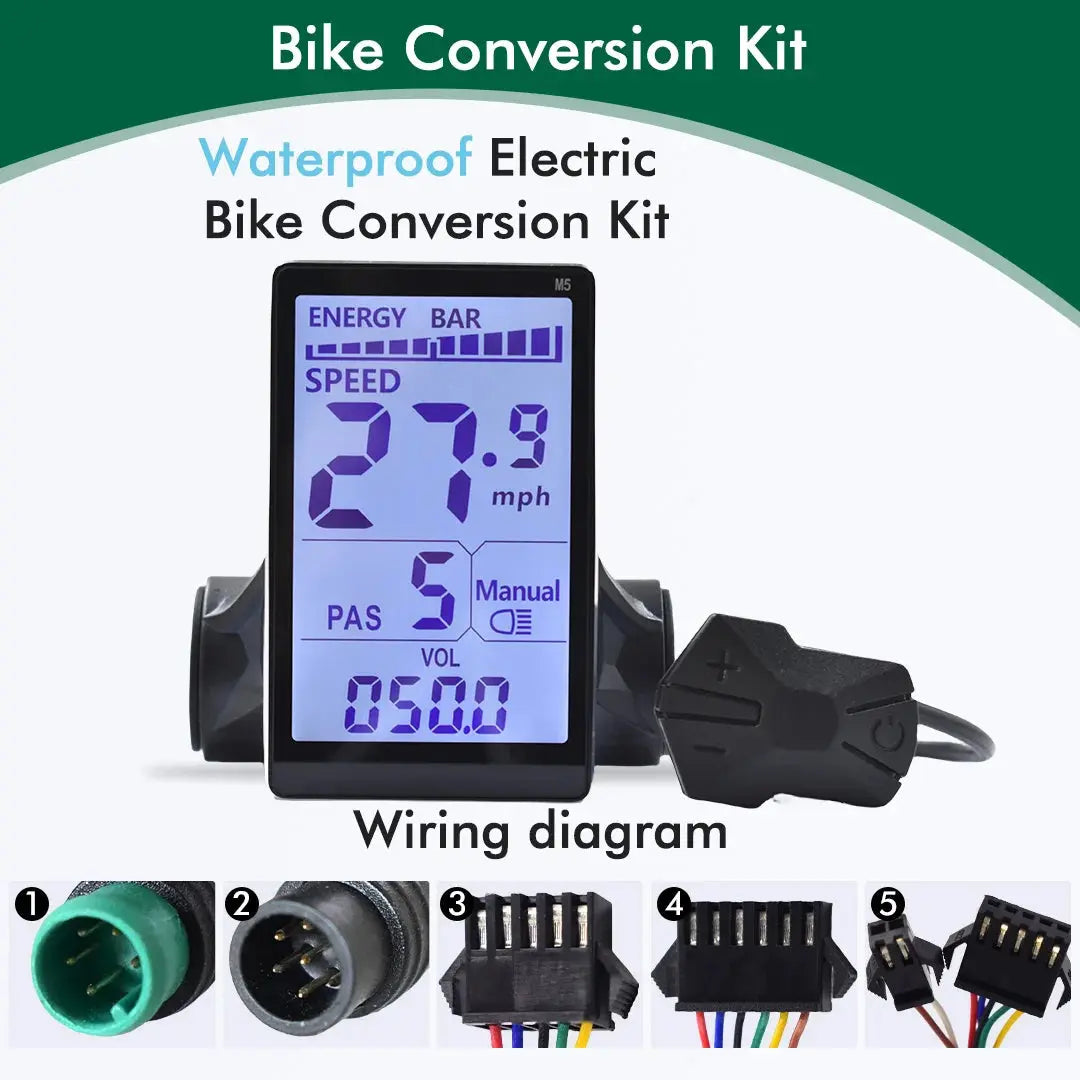 M5 24V 36V 48V Electric Bicycle Colorful Display E Scooter LCD Panel With USB UART For Mountain Electric Bike Parts (6PIN)  