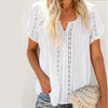 Hollow Out Blouse Short Sleeve Loose White Blouse - EBOYGIFTS LLC women Attire 8173-white-M Hollow Out Blouse Short Sleeve Loose White Blouse