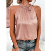 Halter Lacing Chiffon Blouses - EBOYGIFTS LLC Blouse Pink-L Halter Lacing Chiffon Blouses