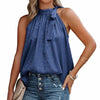 Halter Lacing Chiffon Blouses - EBOYGIFTS LLC Blouse Navy-Blue-XL Halter Lacing Chiffon Blouses