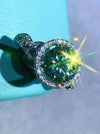 2 Carat Moissanite Emerald Green Ring - 925 Sterling Silver