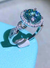 2 Carat Moissanite Emerald Green Ring - 925 Sterling Silver