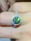 2 Carat Moissanite Emerald Green Ring - 925 Sterling Silver