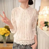 Women Long Sleeve Chiffon Lace Blouse Spring Autumn Elegant New Tops - EBOYGIFTS LLC women Attire 513-WHITE-XXL Women Long Sleeve Chiffon Lace Blouse Spring Autumn Elegant New Tops