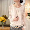 Women Long Sleeve Chiffon Lace Blouse Spring Autumn Elegant New Tops - EBOYGIFTS LLC women Attire 511-WHITE-XXL Women Long Sleeve Chiffon Lace Blouse Spring Autumn Elegant New Tops