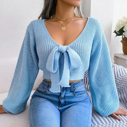 Bow Knit Pullovers Sweater  