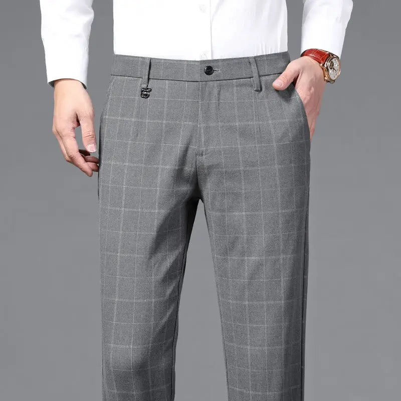 Men's Casual Business Plaid Trousers  