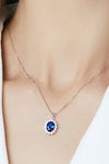 Synthetic Sapphire Pendant 925 Sterling Silver Necklace  