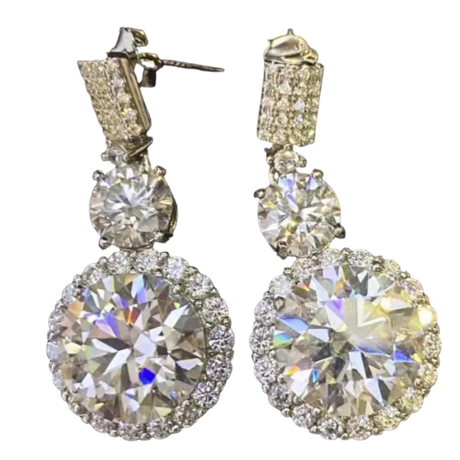 12 Carat Moissanite Platinum-Plated Drop Earrings-Flat Lay Style