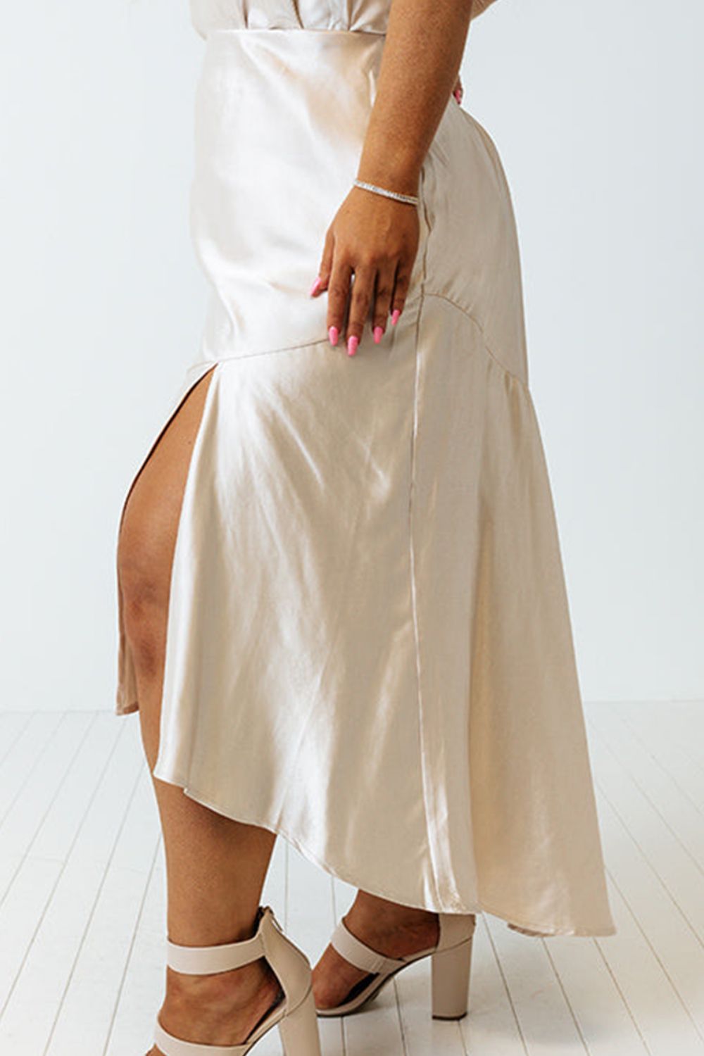 Plus Size Slit Ruffled Skirt  